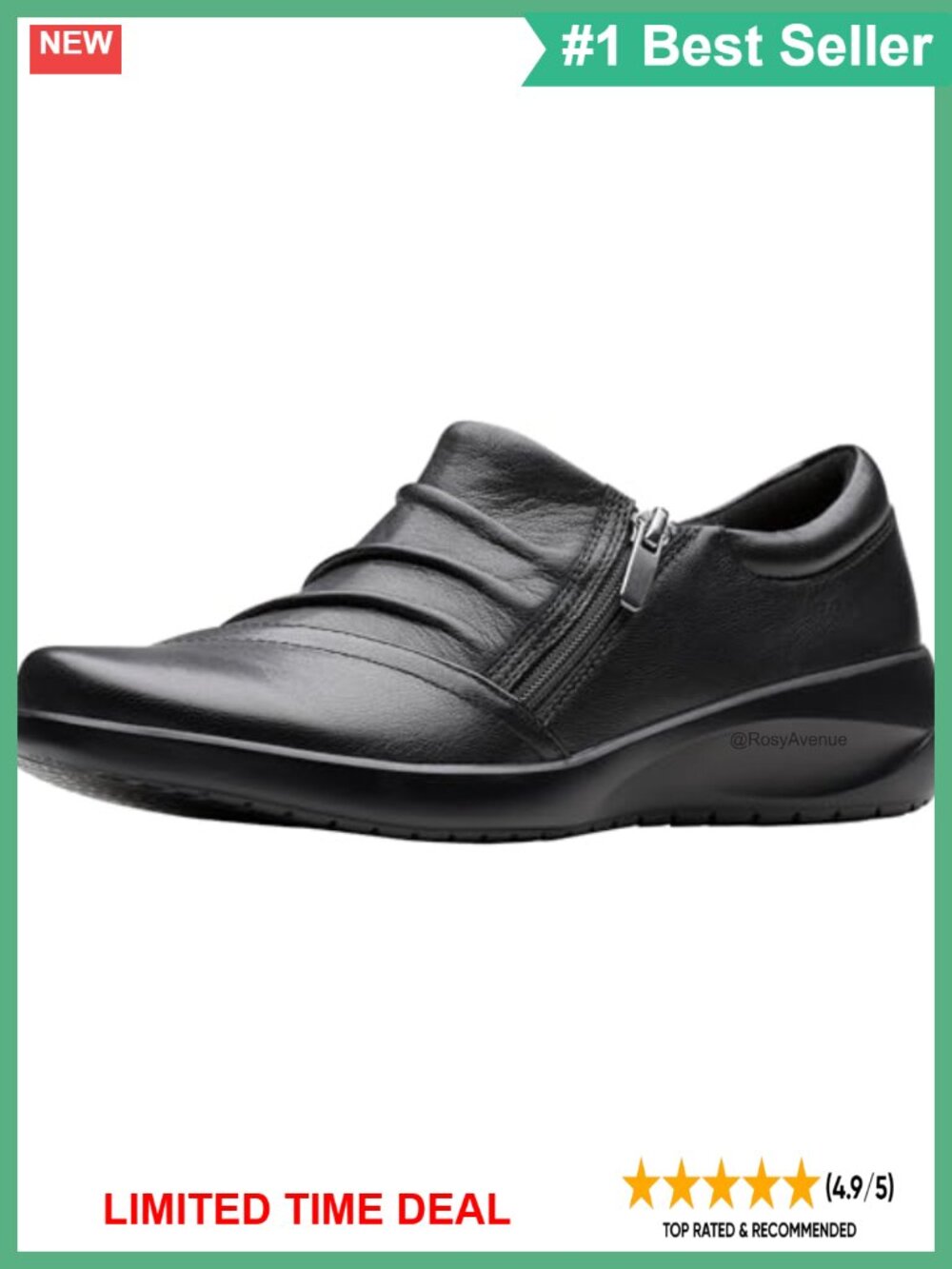 Clarks Kaetlyn Mila Leather Loafers Zip Comfort Business Casual